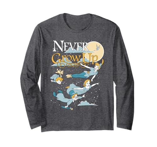 T-shirt Peter Pan manches longues contre la fraîcheur avec le portrait de nuit Disney