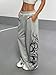 ZAFUL Womens Wide Leg Sweatpants Y2K Gothic Graffiti High Waisted Lounge Pants Athletic Joggers Pants with Pockets 1-Light Grey XXL
