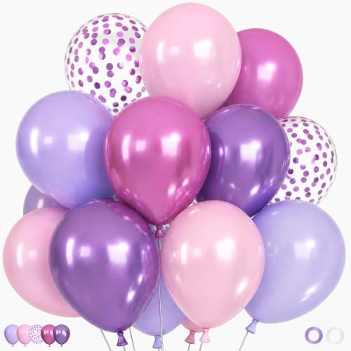 Ouddy Life 71pcs Pink and Purple Balloons 12 inch Latex Balloon