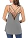 Women's Cute Criss Cross Back Tank Tops Loose Hollow Out Camisole Shirt (Small, Grey)