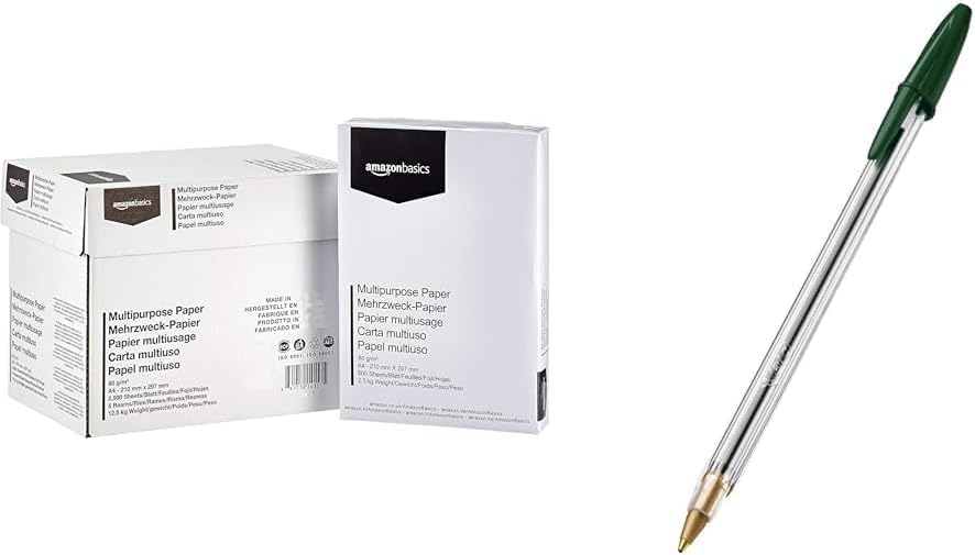 Papier A4 80g/m² - Lot De 5 Ramettes (2500 Feuilles) - Blanc - Pour Imprimante Jet D'Encre Et Laser