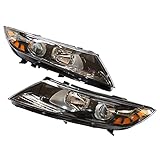 For 2011 2012 2013Kia Optima Headlight Assembly 2013 Kia Optima Headlights Passenger side Driver side Halogen Headlamp Set Front Left Right Headlights Replacement Black Housing Clear Lens (L+R)