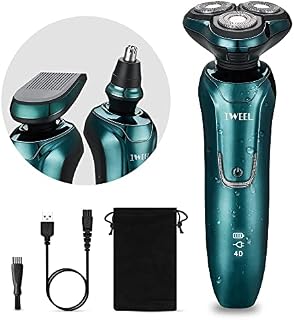 Electric Razor for Men, Mens Electric Razors Beard Shavers for Men Face 3 in 1 Rotary Shavers Nose Sideburn Trimmer Cordless Rechargeable Shaving Kit Wet Dry Use