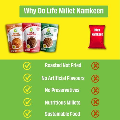 Image of GO LIFE Namkeen (Jowar,Ragi, Bajra combo) Healthy Snacks for Weight Loss | Roasted, Protein-Rich, High Fiber, Zero Preservatives | Tasty Snack | Gluten-Free | Anytime Snacking