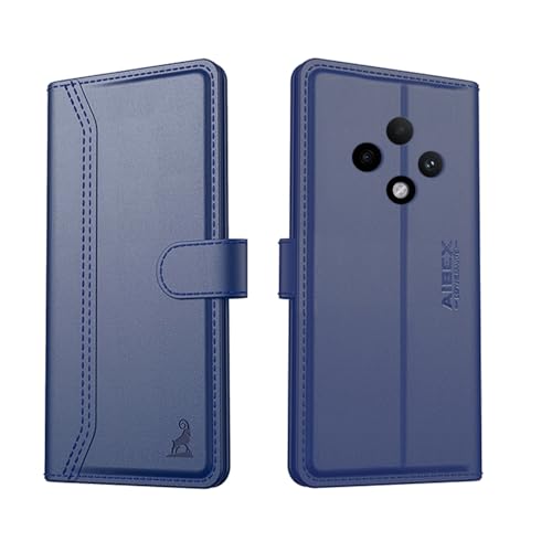 Image of AIBEX Compatible for Oppo F27 5G Flip Cover Leather Finish with Magnatic Closure | Inside TPU with Card Pockets | Wallet Stand | Complete Protection Flip Case -Blue