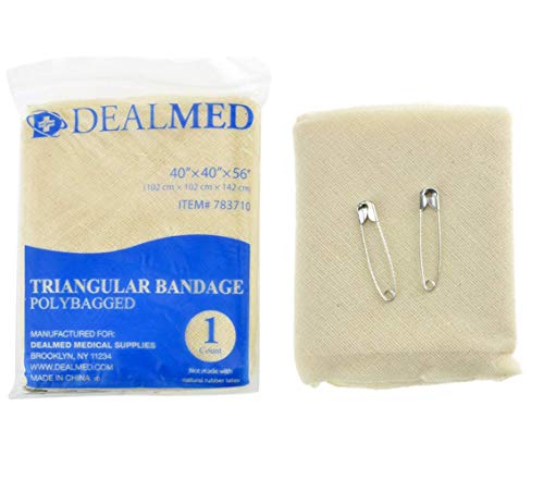 Dealmed Latex-Free Triangular Bandages – 12 Cotton Bandages With 2 Safety Pins, 40" X 40" X 56" Compression Bandage Wrap, Wound Care Product For First Aid Kit And Medical Facilities #TOP11