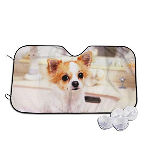 かわいい犬1 車用サンシェード 車窓日よけ カーシェード UVカット 遮光 断熱 日焼け防止 防紫外線 静電気 取付け簡単 吸盤2個付