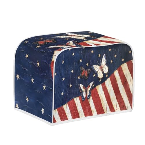 Image of 4 Slice Toaster Dust Cover American Flag Butterfly Kitchen Small Appliance Bread Toaster Oven Dustproof Cover July 4th USA Independence Merial Day Theme