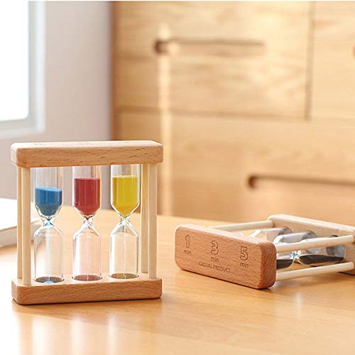 1/3/5 Minute Wooden Sand Glass Hourglass Timer Clock Home Decor Gift Black White