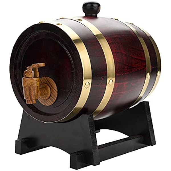 Greensen Dębowa beczka 1,5 l, drewniana beczka w stylu vintage, dozownik wina, spersonalizowana beczka na wino, do whisky, do domu, baru, na imprezę i bankiet, urodzinowy (1,5