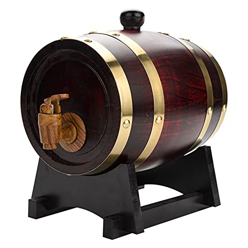 Greensen - Barril de vino vintage de roble de 3 litros, dispensador de vino, barril de vino, barril de whisky personalizado, para el hogar, el bar, las fiestas y los