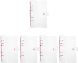 NOLITOY 5 Peças Capa De Folhas Soltas Transparente Pastas De Arquivo Em Rosa A6 Fichário Fichário Planejador Fichário Capa De Caderno Fichário A6 Bolso Ajustável Suporte De Arquivo