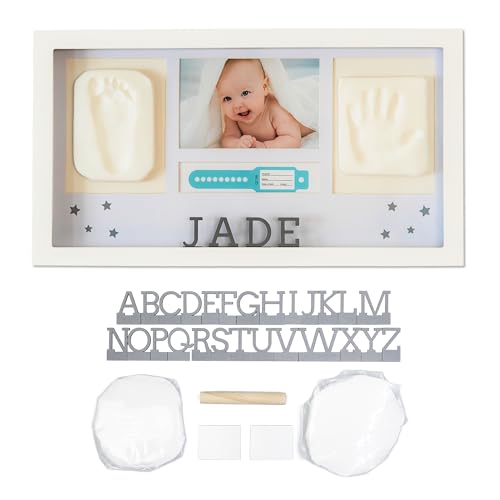 Kit Empreinte Main Pied Bébé Moulage Argile Cadre Photo OFFERT|Cadeau Naissance unique Nouveau-Né Fille Garçon Personnalisé Original Pour Maman & Futurs...
