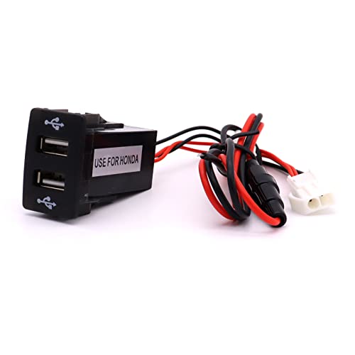 MOTONG Dual USB Socket for Honda - 2.1A Dual USB Type A Socket Port for Honda(37 * 24mm)
