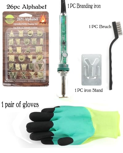 Wood Burning Alphabet Letter Kit, Branding Irons Personalized for Wood Leather Branding Set Compatible with Walnut Hollow Iron Wood Burning Stamp with 26 Iron 5/8” Tall (Clear)