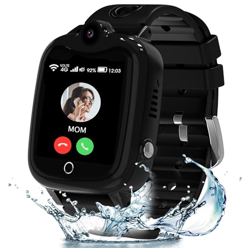 Kids Smart Watch Boys Girls - 4G GPS Smart Watch for Kids Boys Girls with Video Call SOS Voice Chat, IP68 Waterproof Kids GPS Tracker Watch Phone School Mode Toys Birthday Gifts for 4-12 Years Old