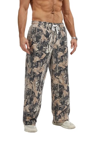 Men's Camo Sweatpants Casual Baggy Jogger Drawstring Elastic Waist Athletic Lounge Trousers Workout Streetwear Pants3
