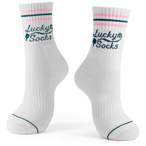 Moyel Lucky Pickleball Socks for Women Pickleball Gifts for Pickle Ball Lovers Womens Athletic Outfits Crew Socks Funny Funky Socks Size 5-8