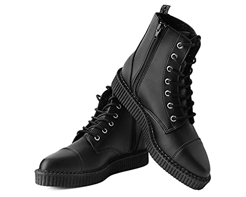 T.U.K. Black TUKskin Pointed Lace Up Creeper Boots for Men & Women, 7 Eye Low Platform Boot2