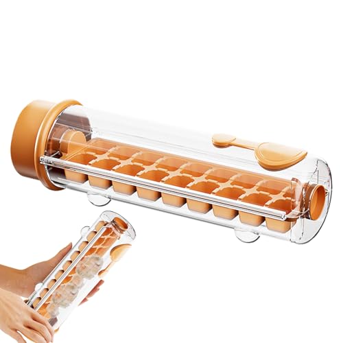 Moxeupon Cubitera con tapa - Cubitera para cócteles y bebidas, forma giratoria apta para alimentos, con fácil extracción, 18 compartimentos, reutilizable para whisky, cócteles, bebidas frigoríficas y