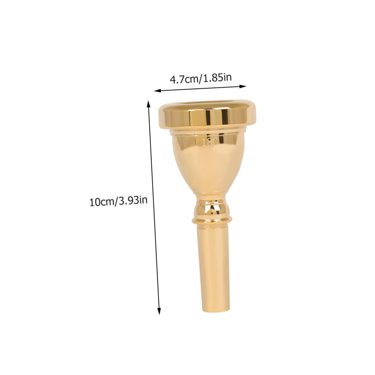 Bocchino Tromba Tuba 18c Oro in Ottone per Musicisti | Finitura Laccata Dorata, Superficie Liscia senza Bave, Adatto a Professionisti e Studenti