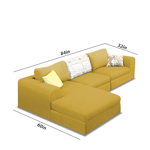 Image of Koza LHS 4 Seater L Shape Sofa Set for Living Room (Yellow Fabric) Premium Fabric Sofa