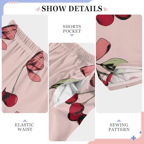 Cherry Pink Bow A Pajama Pants Long Sleep Pant Soft PJ Bottoms Sleepwear4