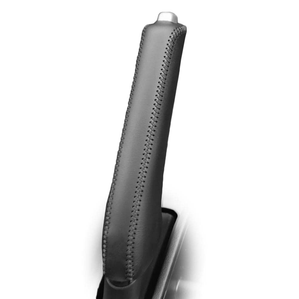 Handbremsengriffe Echte Lederauto Handbremsabdeckungen Hülle Fit verwendet for Honda Fit 2014 Autohandbremse Grips Auto Cover schwarz/roter Faden (Color : Noir)
