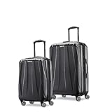 Samsonite Centric 2,Scratch Resistant Hardshell - TSA,Most Airlines-Approved,Expandable Polycarbonate Shell,Lightweight Travel,360° Spinner Wheels,2pc Set (CO/M),Black