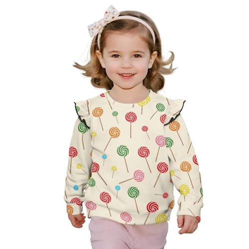 Girl's Crewneck Sweatshirts Kids Fashion Pullover Cute Ruffle Shoulder Long Sleeve Oversized Sweatshirt Fall Tops