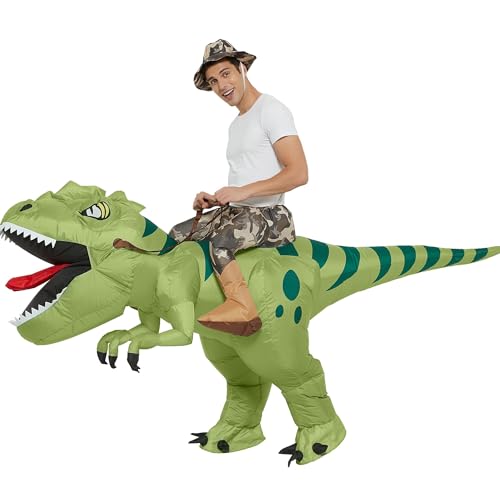 FUNFOCUS Disfraz hinchable de T-rex para adultos, disfraz de dinosaurio para Halloween, carnaval, Navidad y eventos (disfraz de tiburón inflable)