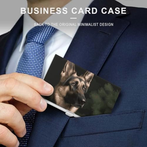 Business Card Holder German Shepherd Business Card Case Slim Business Card Organizer with Magnetic Shut Professional Metal Name Card Holder Carry-on Pocket Wallet for Men Women3