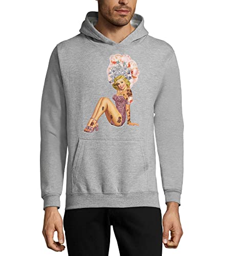 Sweat à capuche unisexe gris retro pin up girl imprimé vintage showgirl dance