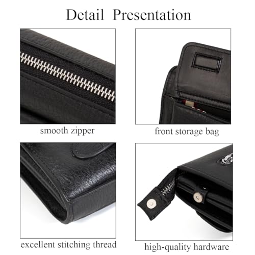 Men Clutch Bags Genuine Leather Long Wallet Large Capacity Purse Business Card Organizer Handbag Travel Bag3