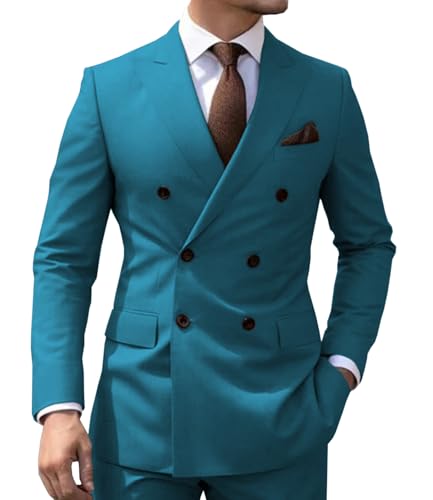 Men's Suit 2 Piece Tuxedos Waistcoat Two Button Blazer Groomsmen Solid Fit Jacket Pants Set3