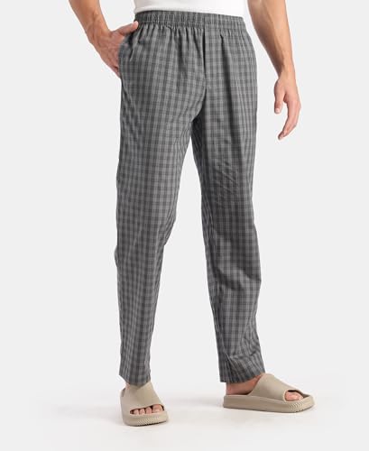 Image of Jockey 9009 Men Super Combed Cotton Woven Fabric Regular Fit Checkered Pyjama with Side Pockets
