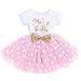 FYMNSI Baby Mädchen Mein 1. Erster Geburtstag Kleid Baumwolle Kurzarm Tutu Tüllkleid Gepunktet Rock Prinzessin 1 Jahr Partykleid Sommerkleid Outfit Rosa
