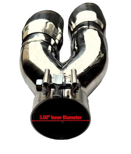 Image of 3 inch Inlet to 4 inch NETAMI NT-1690 Exhaust Tip Double Wall Stainless Steel Side Exit for Truck with Clamp Chrome Polish