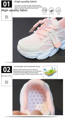 Girls Running Shoes 2025 Summer New Mesh Breathable Sneakers for Kids, Lightweight Sports Shoes with Non-Slip Rubber Sole, Lace-Up Design for School Girls3