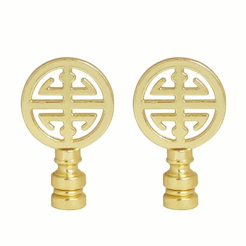 Image of GY & CK Lamp finials Oriental lampshade finial knob Happiness Symbol lamp shade Decoration Finial Top Lamp Parts, Set of 2 (Brass)