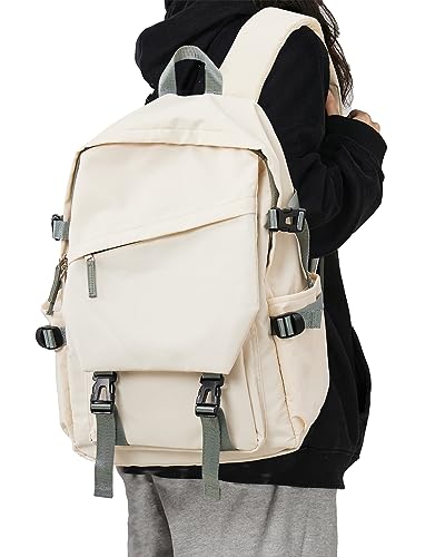 Image of coowoz College Backpack Waterproof Black College Bags For Women Lightweight Travel Rucksack Casual Daypack Laptop Backpacks For Men Women(White Green Large)