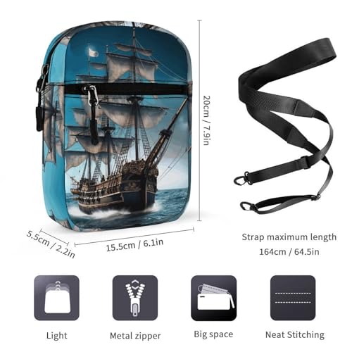 Personalized Small Crossbody Bag Water Resistant Messenger Bags Mini Pirate Ship Printing SlingBag For Men Women2