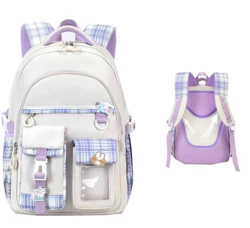 JMSUN Mochila Impermeável Feminina Mochilas para meninas Mochilas grandes para adolescentes Mochila feminina para a escola com compartimento para laptop para o ensino fundamental (rosa)