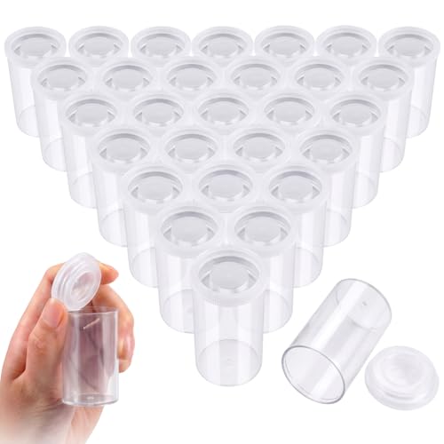 Image of JOVITEC 30 Pieces Plastic Film Canister Holder, 35 mm Empty Camera Reel Containers, Storage Containers Case with Lids for Storing Small Accessories, Film, Keys, Coins, Art Beads(Transparent)
