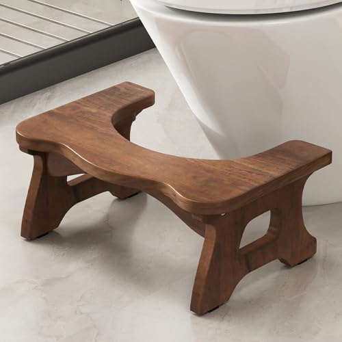 Giantex Teak Wood Toilet Stool - 7