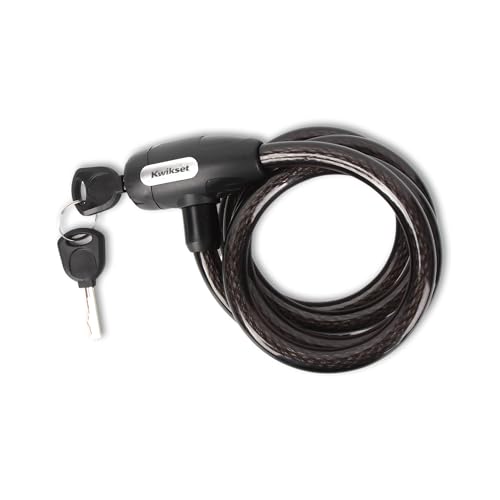 Kwikset 5 ft Keyed Bicycle Cable Lock, 1/2 in Diameter, Bike and Outdoor Security, 1 Pack, Silver