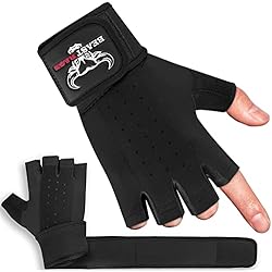 Guantes Para Levantar Pesas Hombre BEAST RAGE Guantes de Levantamiento de Pesas para Hombres y Mujeres, muñequera Acolchada, protección de la Palma, Transpirables, Ajustados, para Fitness, Entrenamiento, Guantes de Gimnasio (M, Negro)
