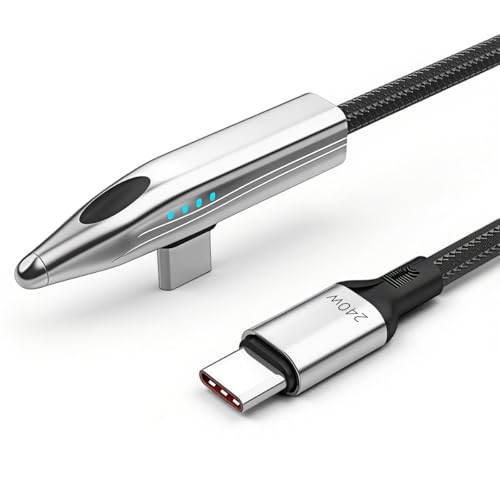 Image of Verilux 240W Right Angle Type C Cable Fast Charging with LED Indicator, 1.8M /5.9FT PD 3.1 C Type Charger Cable with 480Mbps Data Sync Support for iPhone 17 /17 Pro /17 Pro Max /16 /15, Galaxy S26 /S25 /24