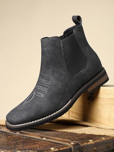 Shoes for Men, Business Embroidering Design Ankle Boots, Fashionable Round Toe Boots for Daily Wear, Male All-match Shoes Daily Wear, Walking Footwear3