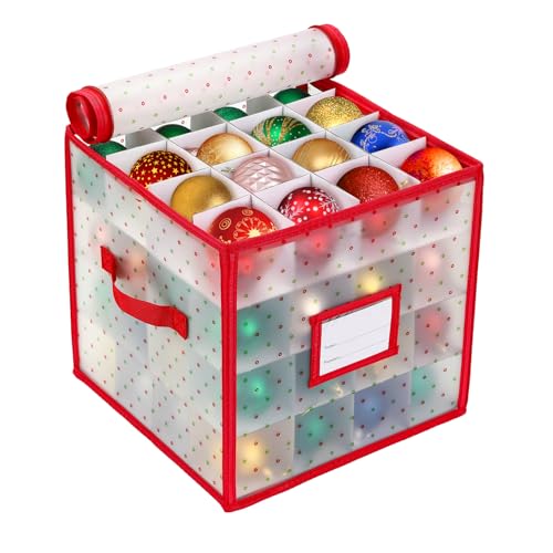 BIEBOS Christmas Tree Ball Organizer Ornament Storage Containers?Ornament Storage Box Hard Plastic Containers That Store Up To 64 Holiday Ornaments